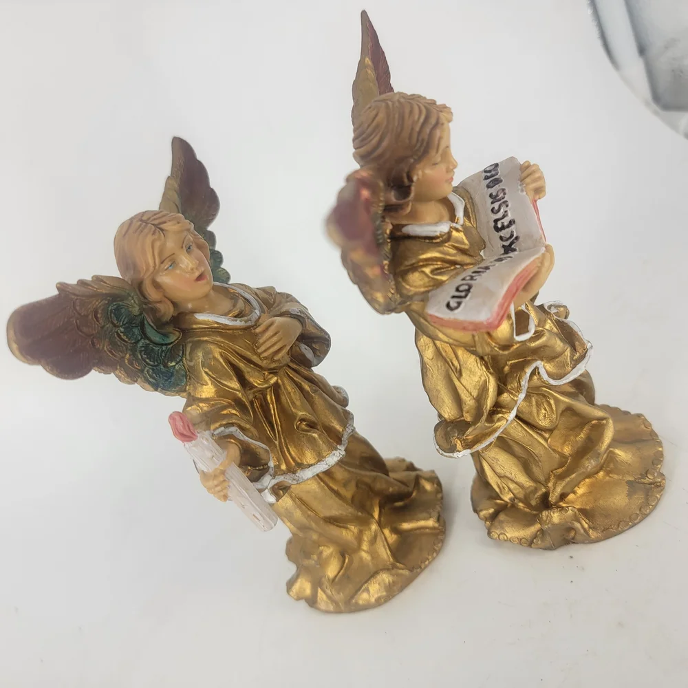 Vtg 80's Nativity Angels Gloria Angel  March‎ Angel Made In Italy Polyresin 5.5